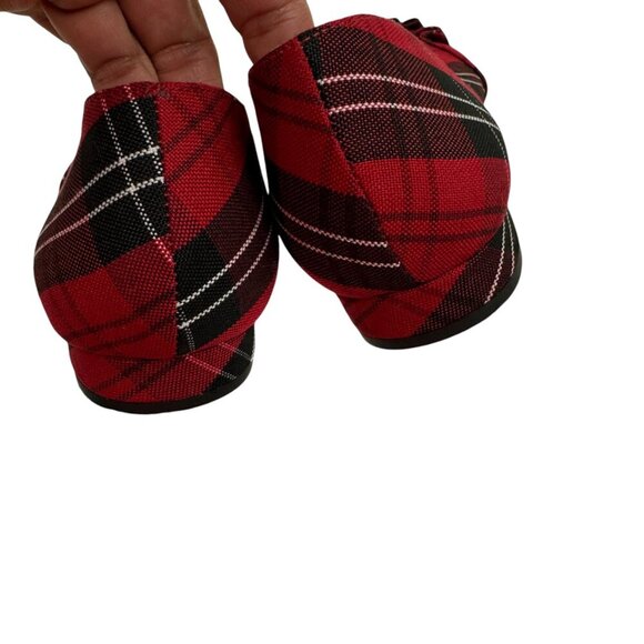 Talbots Tartan Red Plaid Ruffle Detail Pointed Toe Flats Women's Size 9 - Picture 7 of 10